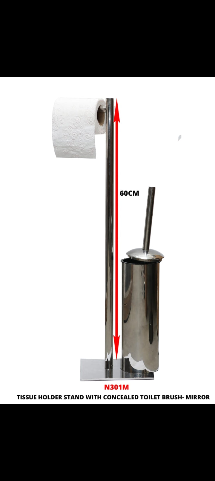 Tissue holder stand with Concealed Toilet brush.