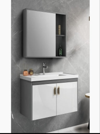 Hand Wash Cabinet Basin with Smart mirror. White Grey . 600 by 470