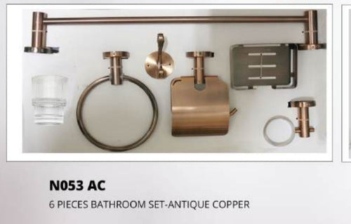 6 piece Bathroom accessories set. Ant.Copper./ Ant. Brass.