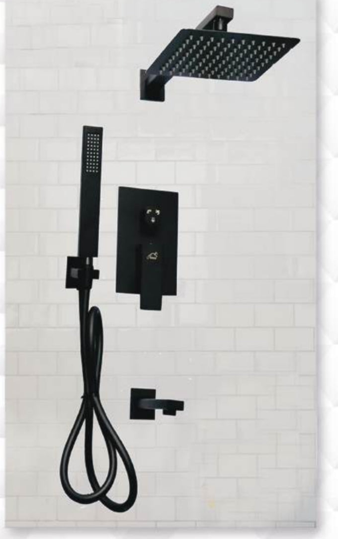 Nemsi Concealed Shower Mixer 5way. Non panel. Black