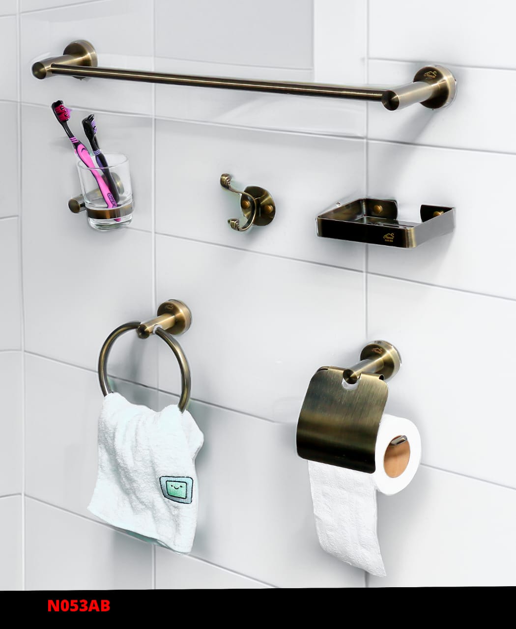 6 piece Bathroom accessories set. Ant.Copper./ Ant. Brass.