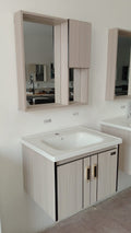 Hand Wash Cabinet Basin with mirror beige. 600by470