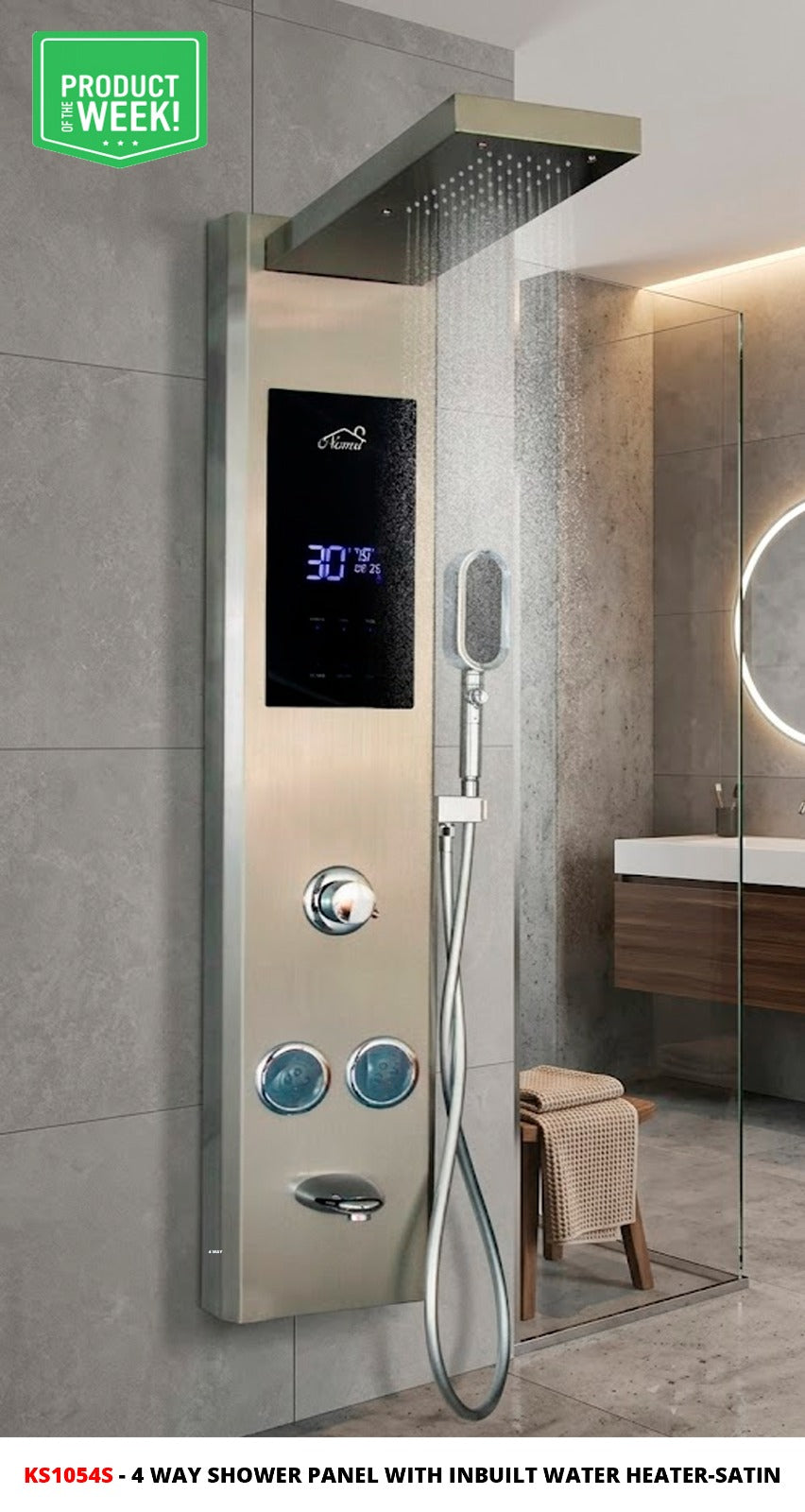 4Way Shower Panel with inbuilt water heater.