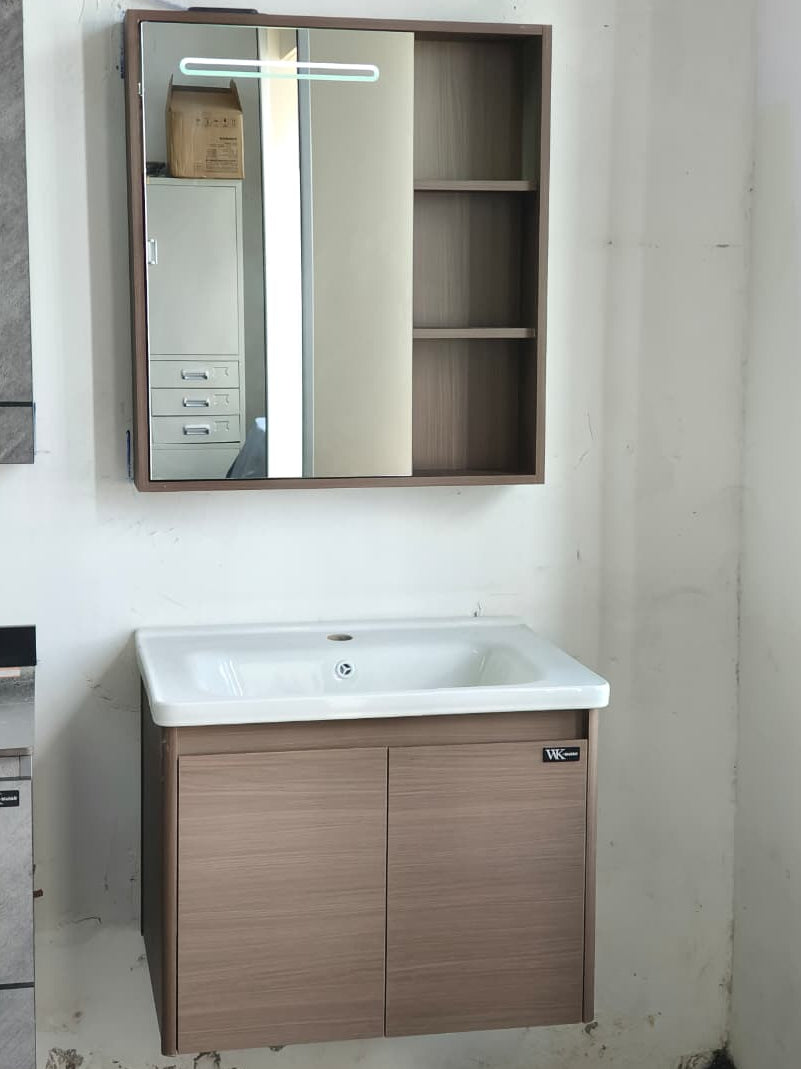 Hand Wash Cabinet Basin with Smart mirror. Color beige. 600 by 470