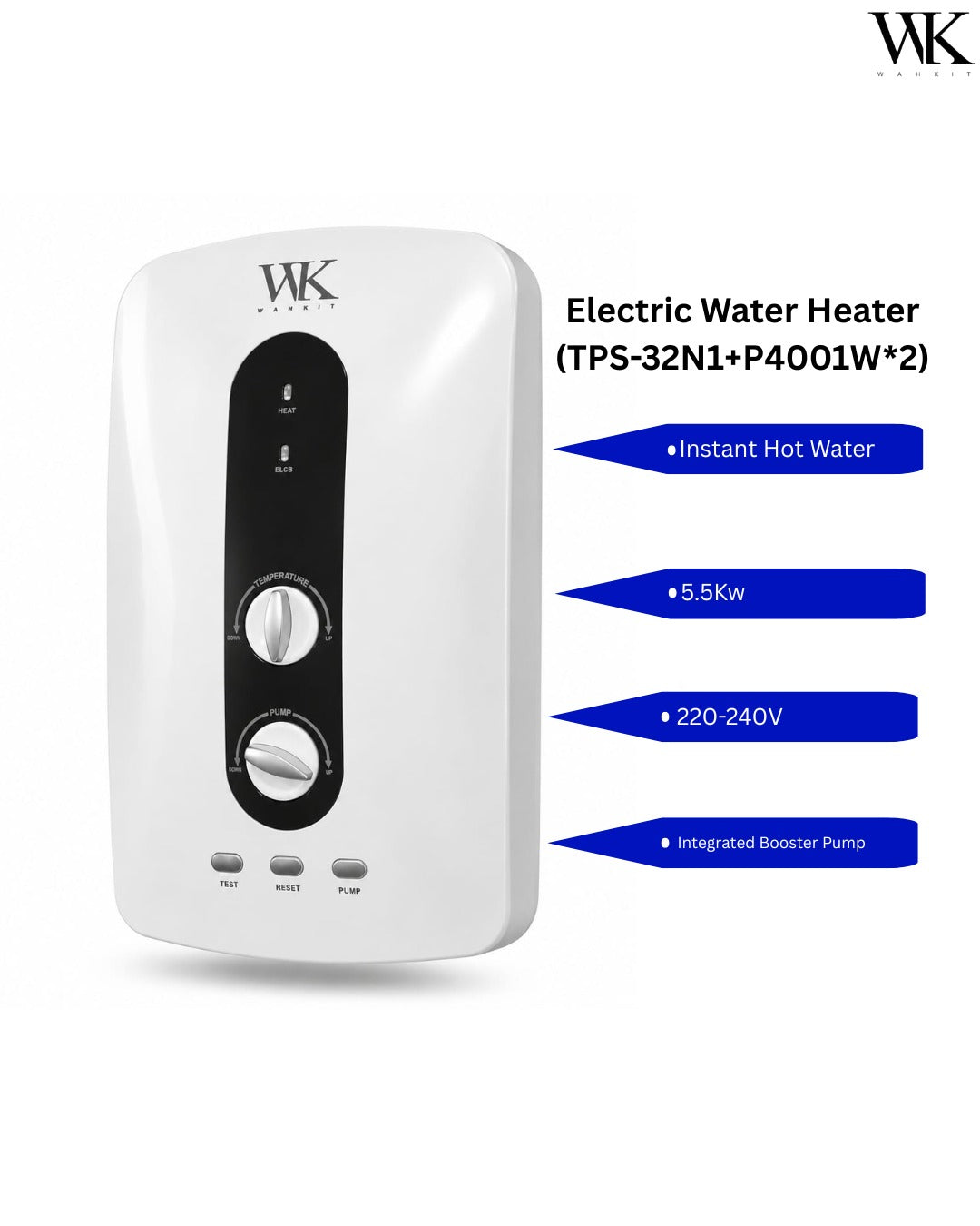 Wk inbuilt pump Shower Water Heater.