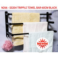 Triple Towel Bar. Black