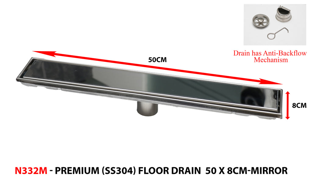 50x8cm Floor Drain Bar with ant-backflow mechanism.