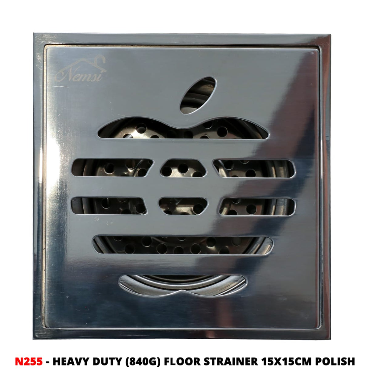 Heavy duty Floor Strainer. Polished. 15x15
