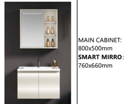 Hand Wash Cabinet Basin with Smart mirror. Folded door. 800x500mm