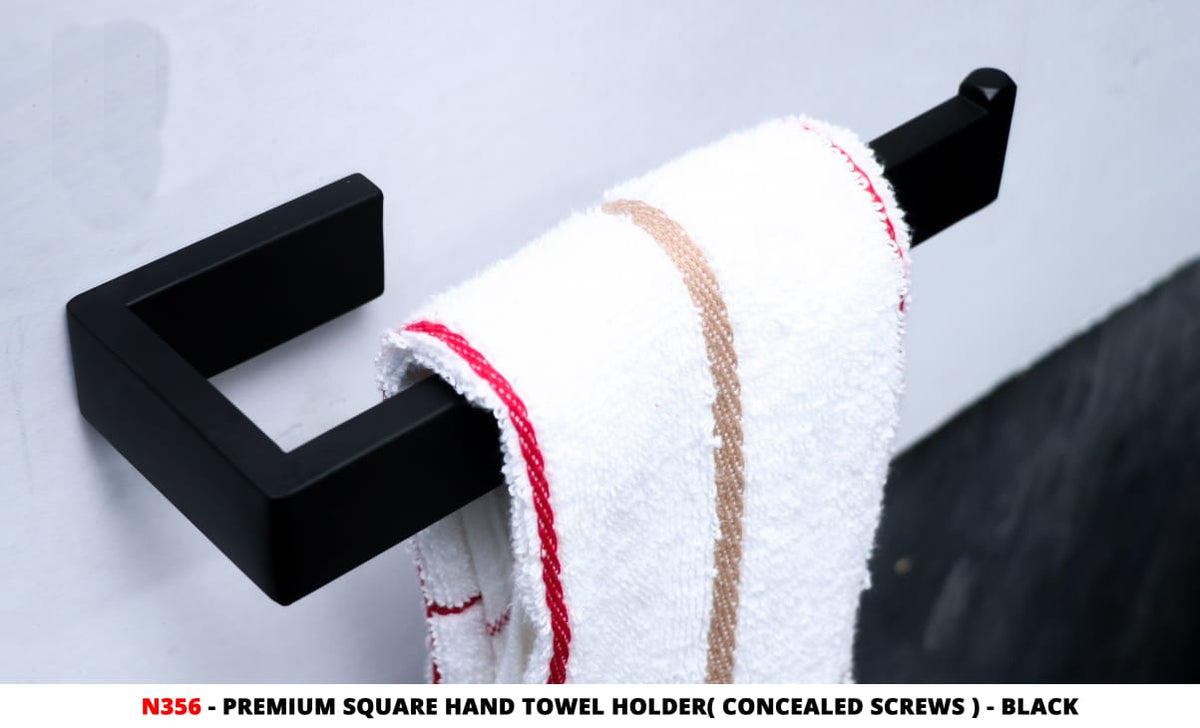 Premium Square hand towel holder. Black.