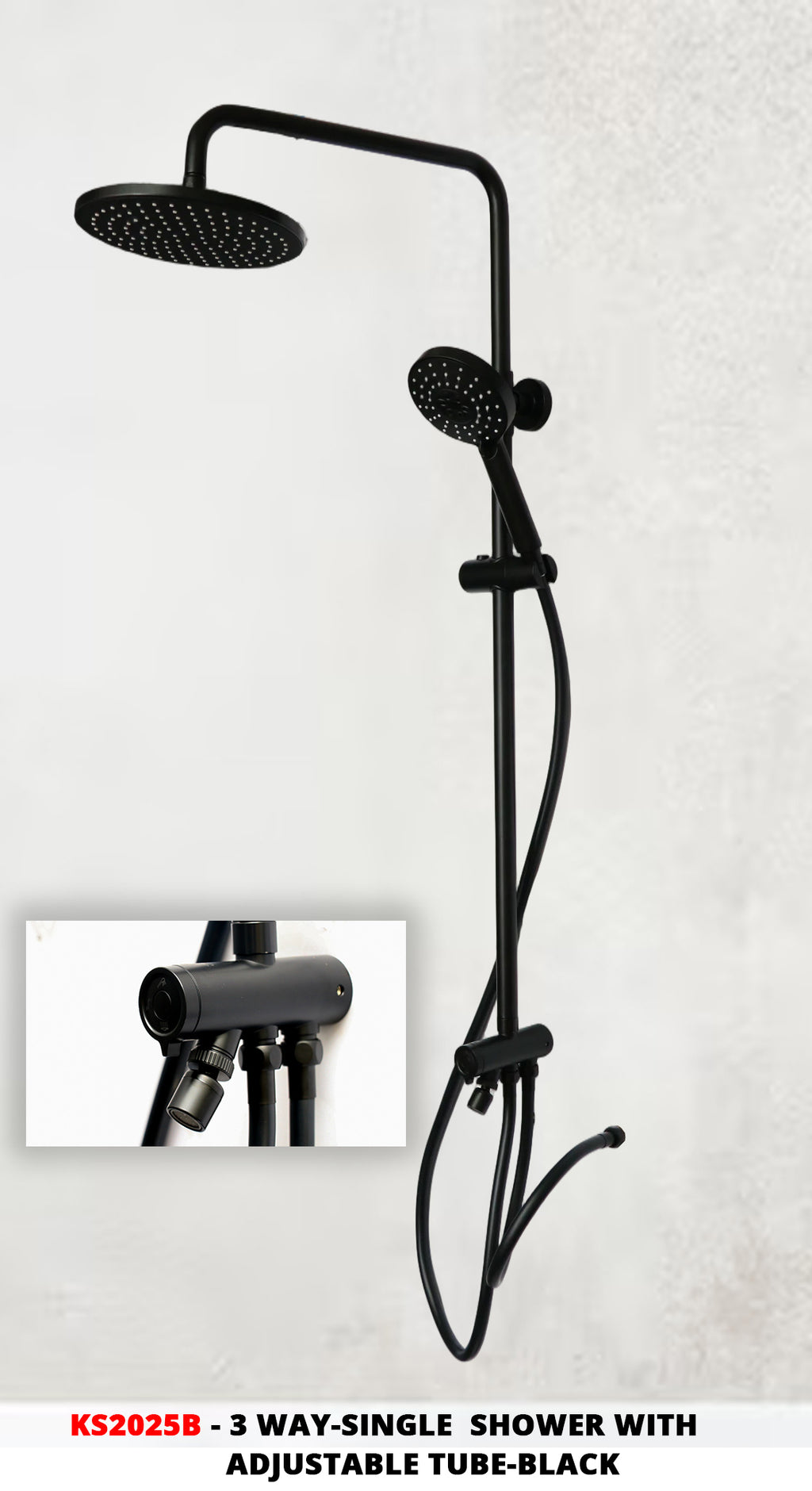3Way Single shower with adjustable flexible tubs.