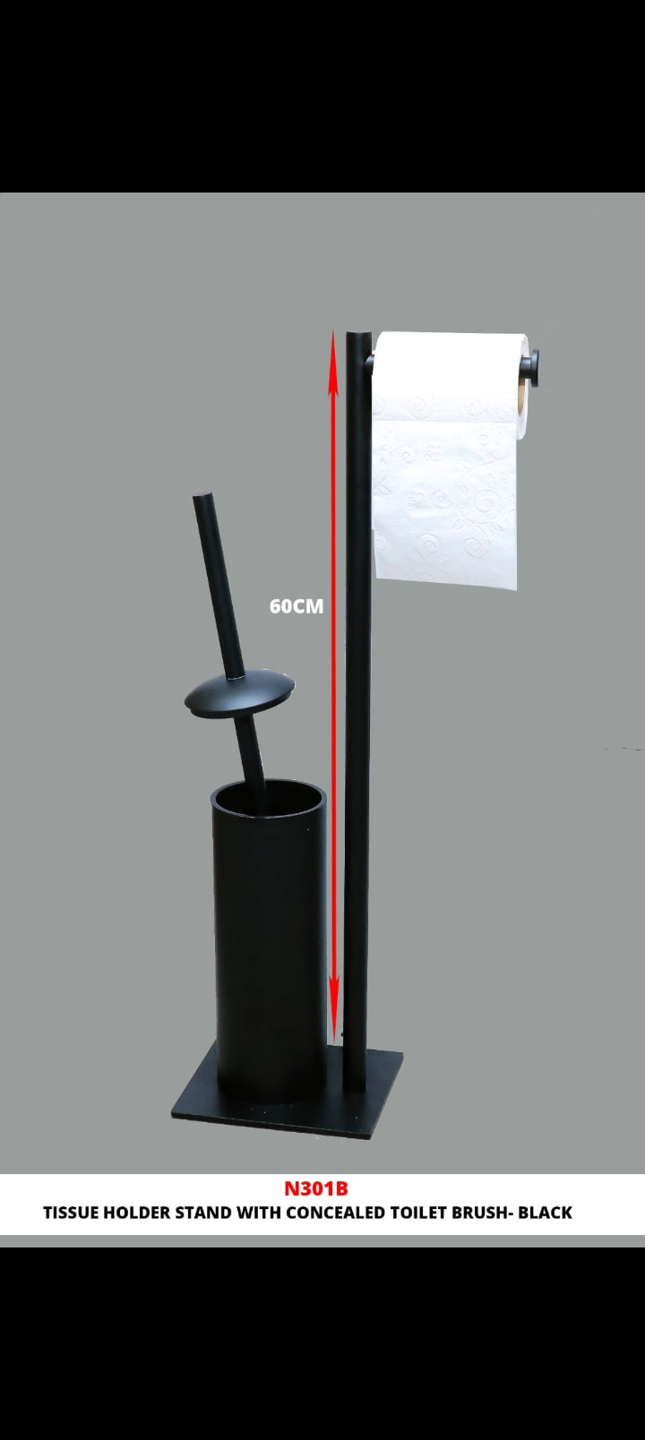 Tissue holder stand with Concealed Toilet brush.