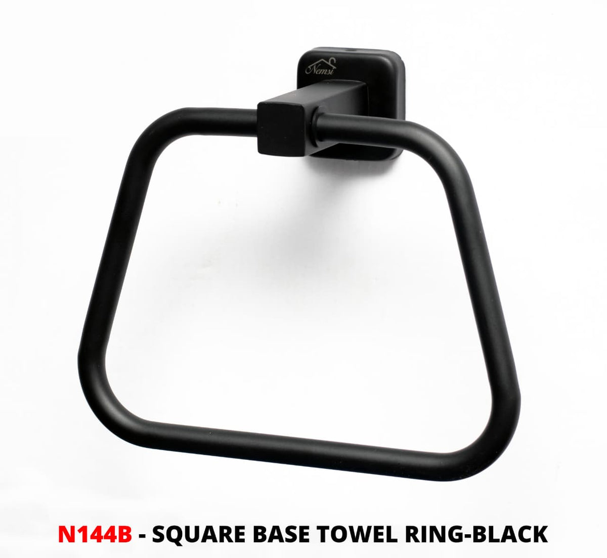 Square base Towel Ring. Black